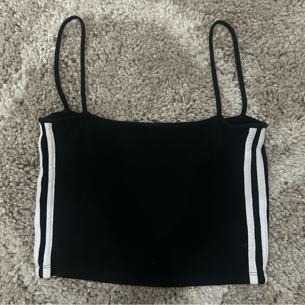 Brandy Melville Black and White Fitted Crop Camisole